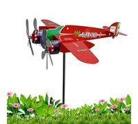 Vintage Airplane Vane, Metal Wind Indicator, 12.6in Portable with Ground Stake, Authentic Iron Weather Tracker, Artistic Sculpture Design with Silver Body, Outdoor Decor for Terrace Courtyard
