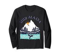 Vintage Alaska Paesaggio Selvaggio Megattera Maglia a Manica