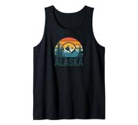 Vintage Alaska Retro Sunset Mountain Design Tees And Deco Canotta