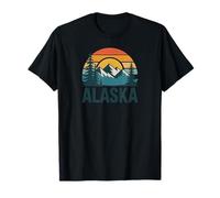 Vintage Alaska Retro Sunset Mountain Design Tees And Deco Maglietta