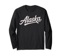 Vintage Alaska Script Retro Swoosh Design Maglia a Manica