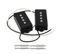 Vintage Alnico - Set di 5 pickup per basso, 4 corde di ricambio per basso P, ponte e collo split single coil con cavi in tessuto intrecciato, nero
