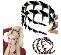 Vintage Alto Cranio Artificiale Perla Fascia, Ragazze Moda Accessori per Capelli Regali, Donne Eleganti Perline Fasce per Capelli Decorativi (2 pezzi neri)