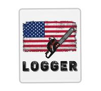 Vintage American Flag Chainsaw Logger Mouse Pad Portatile Mousepad Comodo Tappetino per Mouse per Accessori Scrivania Casa Gaming 25X30Cm