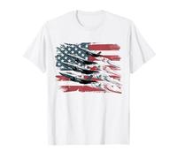 Vintage American USA Flag Fighter Jets 4 luglio patriottico Maglietta
