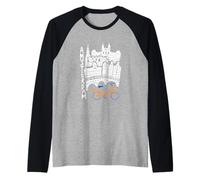 Vintage Amsterdam Canale Case E Retro Bicicletta Paesi Bassi Maglia con Maniche Raglan