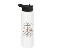 Vintage Anchor Compass Veliero Nautico Marittimo Mare Stainless Steel Insulated Water Bottle