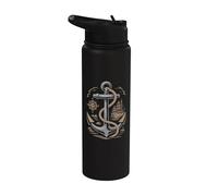 Vintage Anchor Compass Veliero Nautico Marittimo Mare Stainless Steel Insulated Water Bottle