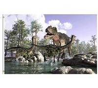 Vintage Ancient Old Animal Dinosaurs Dragons In Wood River Bandiera Vacanza 90X150Cm Tutte Le Stagioni Banner Resistenti Bandiera Dei Pirati Per Dormitorio Campionato Giardino
