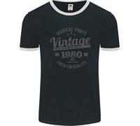 Vintage Anno 46° Compleanno 1980 Uomo Ringer T-Shirt FotL