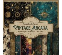 Vintage Arcana Scrapbooking Craft Pad: 20 Magical Designs, 40 Double-Side Sheets Printed on 8.5"x8.5" Size Paper. Perfect for Cardstock, Witchcrafts, ... Collage, Album, Mixed Media, DIY Project Etc.