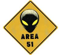 Vintage Area 51 Targa in metallo da parete per bar, caffetterie, case sulla spiaggia, cortili, decorazione regalo per casa colonica, ufficio, soggiorno, cartello in metallo decorativo, 20,3 x 20,3 cm