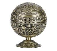Vintage Art Craft Ashtray Metal Round Ball Stamped Pattern Gift Decoration Noble Appearance Delicate Craft Elegant Painting Exquisite Carving For Home Hotel High Level Club Alloy (bronze castle)