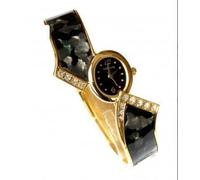 Vintage Art Déco Oro Cristallo Perla Nera a Scivolo Bracciale con Perni Orologio