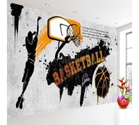 Vintage Art Graffiti In Bianco E Nero Basket 3D Carta Da Parati Facile Installare Mobili Sfondi Ufficio Divano Camera Letto Sfondo Decorazione Murale-430cm×300cm