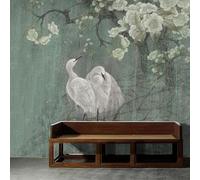 Vintage Art Rami D'Albero Uccelli Fiori Bianchi 3D Carta Da Parati Facile Installare Mobili Sfondi Ufficio Divano Camera Letto Sfondo Decorazione Murale-400cm×280cm