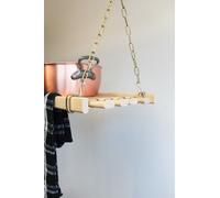 Vintage Asciugatura Scaffale Soffitto Fisso Ghisa Terminali 6 X Legno Listelli X