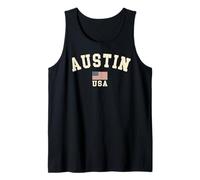 Vintage Austin USA Bandiera Americana Texas Cool Souvenir Retro Canotta