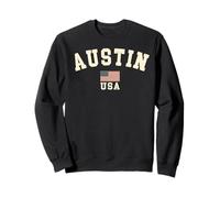 Vintage Austin USA Bandiera Americana Texas Cool Souvenir Retro Felpa