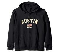 Vintage Austin USA Bandiera Americana Texas Cool Souvenir Retro Felpa con Cappuccio