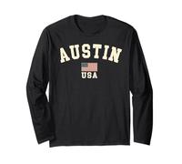 Vintage Austin USA Bandiera Americana Texas Cool Souvenir Retro Maglia a Manica
