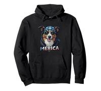 Vintage Australian Shepherd 4 luglio Merica Felpa con Cappuccio