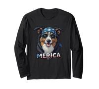 Vintage Australian Shepherd 4 luglio Merica Maglia a Manica