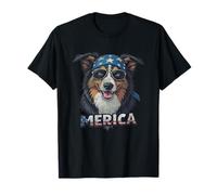 Vintage Australian Shepherd 4 luglio Merica Maglietta
