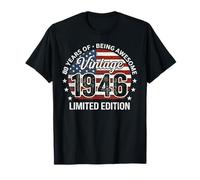Vintage Awesome Since 1946 Retro 80° Compleanno Bandiera USA Maglietta