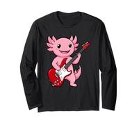 Vintage Axolotl Punk Music Playing Guitar Maglia a Manica