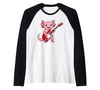 Vintage Axolotl Punk Music Playing Guitar Maglia con Maniche Raglan