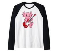 Vintage Axolotl Punk Music Playing Guitar Maglia con Maniche Raglan