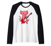 Vintage Axolotl Punk Music Playing Guitar Maglia con Maniche Raglan