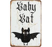 Vintage Baby Bat Goth Nursery Novelty Group Poster per veranda, cartello in metallo e alluminio, decorazione da parete, 8x6 pollici
