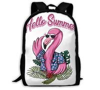 Vintage Backpack Flamingo Hello Summer Borsa Da Viaggio Casual Zainetto Scuola Per Scuola, Trekking, Adulti, 42X32X14Cm
