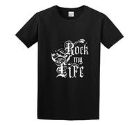 Vintage Band Rock My Life Guitar Men Simple Tshirt Black S