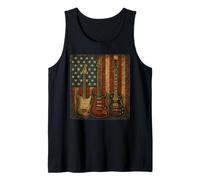 Vintage Bandiera Americana Chitarra USA Musica Rock Chitarrista Canotta