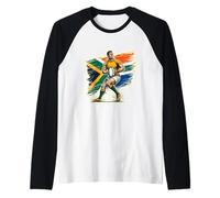 Vintage Banner Fan Sud Africa Bandiera Retro Maglia con Maniche Raglan