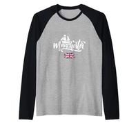 Vintage Barca a Vela e Bandiera Union Jack Manchester Inghilterra Regno Unito Maglia con Maniche Raglan