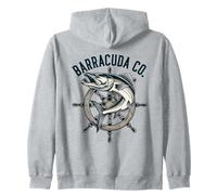 Vintage Barracuda Nautico Elmo Pesca Oceano Felpa con Cappuccio