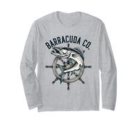 Vintage Barracuda Nautico Elmo Pesca Oceano Maglia a Manica