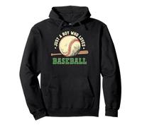 Vintage Baseball Lover, Just A Boy Who Loves Baseball Felpa con Cappuccio