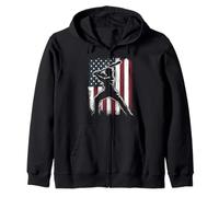 Vintage Baseball Player American Flag USA Camo Patriotic Felpa con Cappuccio