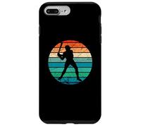 Vintage Baseball Player Silhouette Colored Stripes Custodia per iPhone 7 Plus/8 Plus
