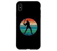 Vintage Baseball Player Silhouette Colored Stripes Custodia per iPhone XS Max