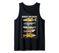 Vintage Bass Fishing Fish Chart Rispetta la gente del posto Canotta