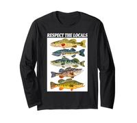 Vintage Bass Fishing Fish Chart Rispetta la gente del posto Maglia a Manica