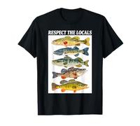 Vintage Bass Fishing Fish Chart Rispetta la gente del posto Maglietta