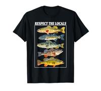 Vintage Bass Fishing Fish Chart Rispetta la gente del posto Maglietta