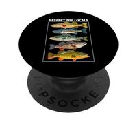 Vintage Bass Fishing Fish Chart Rispetta la gente del posto PopSockets PopGrip Adesivo